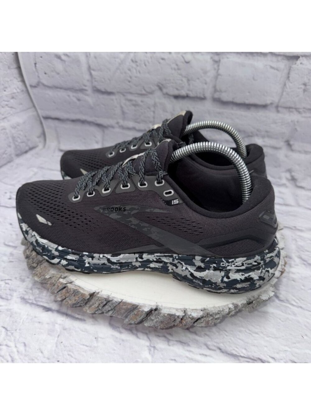 Brooks Ghost 15 Mens Size 8 Black Camo Athletic Running Walking Shoes Sneakers - Picture 7 of 10